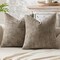 Pack of 2 Khaki Decorative Pillow Covers 18x18 Inch Soft Chenille Couch Throw Pillows Farmhouse Cushion Covers for Home Decor Sofa Bedroom Living Room